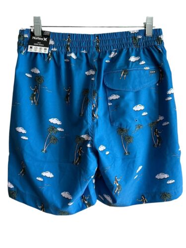 Hurley Swim Trunks Mens Size Small Hula Girl Hawaiian Dancer~Blue Multicolor~NEW