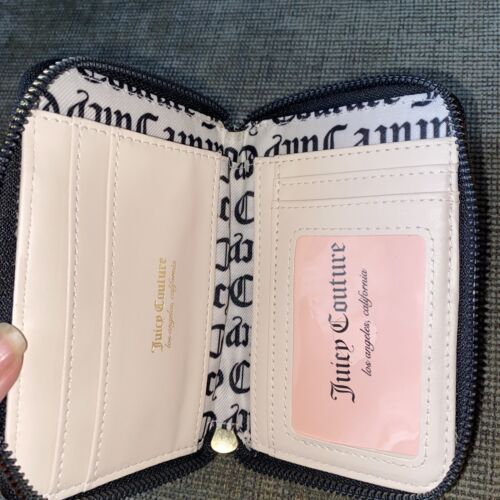 Juicy Couture Pink Denim Black & White Medium Z/A Women Bifold Wallet~STYL ISH