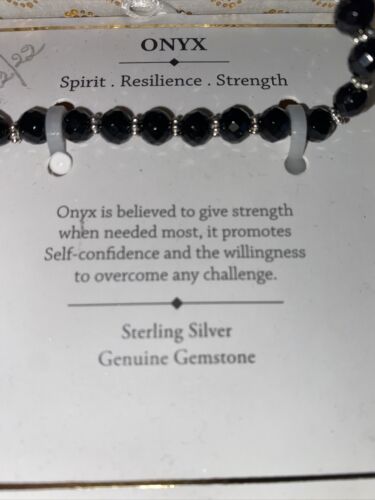 BLACK ÓNYX GENUINE GEMSTONE BRACELET SHIVAM .925 STERLING SILVER &  NIB