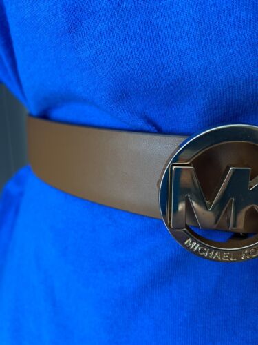MICHAEL KORS BELT REVERABLE BLUE FLORAL MK LOGO/LUGGAGE GOLD MK BUCKLE MSRP $68❤