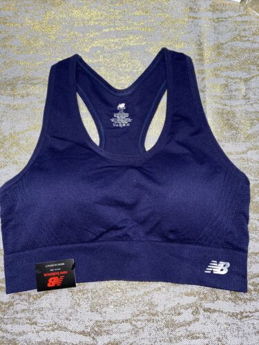 New Balance Medium Impact Sports Bra Style # 112011 Blue/Silver Size 2X