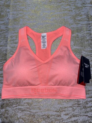 Reebok Tone Seamless Bra Electric Coral Heather Medium Support XLarge MSRP $40