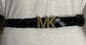 MICHAEL KORS BELT BLACK LEATHER WEAVE SUPER RARE MK LOGO BUCKLE SKINNY