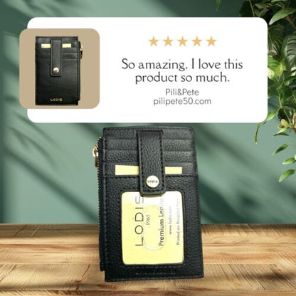 Lodis Wallet  Black Monica Mini Stacker RFID Protection Genuine Leather- UNIQUE!