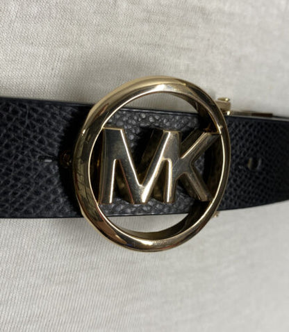 MICHAEL KORS BELT REVERSIBLE BLACK/MK LOGO TAN GOLD MK LOGO BUCKLE SKINNY