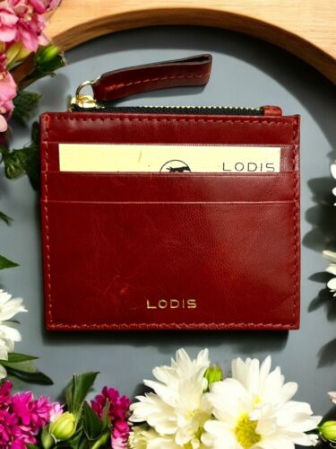 Lodis Wallet Red Rodio Card Case~RFID Protection Glaze Genuine Leather-UNIQUE!