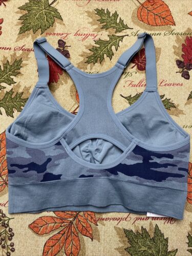 New Balance Medium Impact Sports Bra Style 116718 Blue Camouflage Size XXL NEW