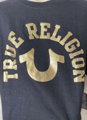 True Religion T-Shirt Gold Horse Shoe Black~Blend Cotton~Multicolor~All Sizes