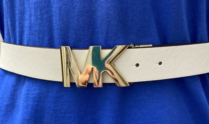 MICHAEL KORS BELT REVERSIBLE SOFT PINK TO WHITE GOLD MK BUCKLE "SO NICE"!