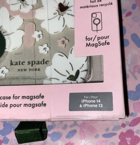 Kate Spade Phone Case iPhone 13 & 14 6.1  Floral & Rhinestones~UNIQUE BEAUTY