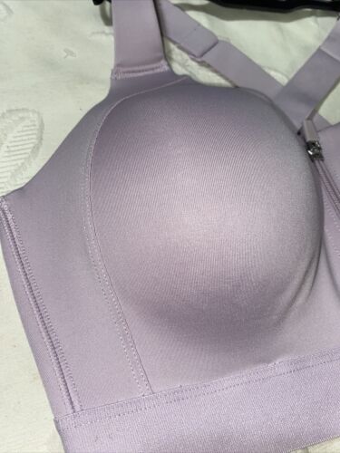 LAYER 8 MAXIMUM SUPPORT SIZE MEDIUM SPORT BRA FITTED LAVENDER Front Zipper-NEW