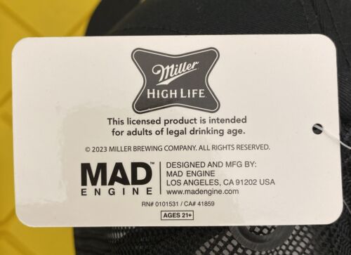 Miller High Life Cap Mad Engine SnapBack Adjustable Black Adult