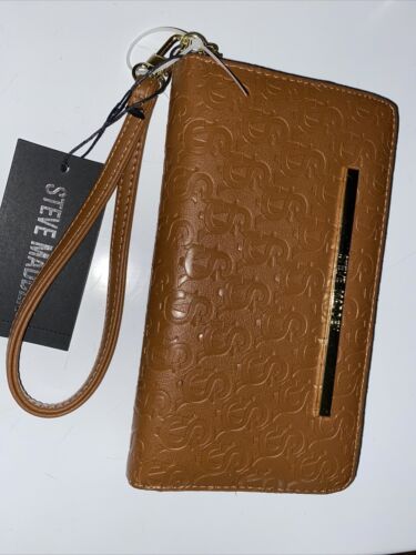 STEVE MADDEN WALLET WRISTLET COGNAC STAMPED LOGO VERY DIFFERENT!!!