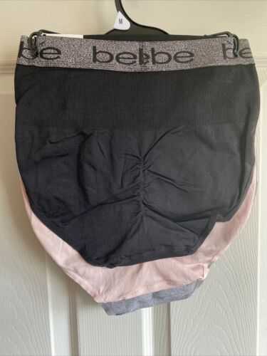 bebe Women 3 Pck Seamless Shaping Briefs~Tummy Control~Shape Hips & Lifts Rear M