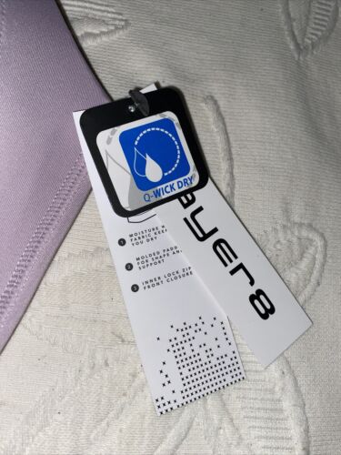 LAYER 8 MAXIMUM SUPPORT SIZE MEDIUM SPORT BRA FITTED LAVENDER Front Zipper-NEW