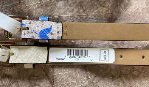 Michael Kors belts 2 For 1 Blue Floral And Cream Gold Buckles MK Logo "Skinny"