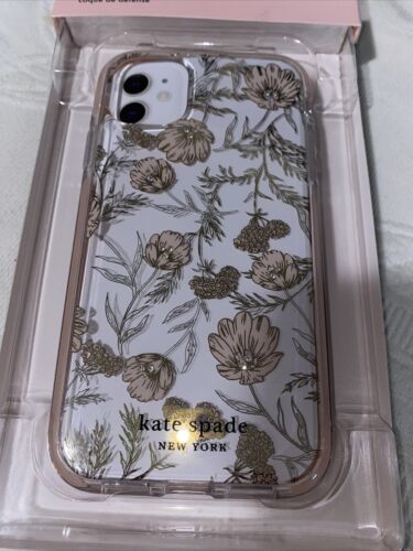 Kate Spade New York Protective Case iPhone 11 Pink Flower Rhinestones Clear  NEW