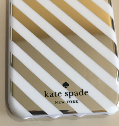 KATE SPADE PHONE CASE FOR iPHONE 8/7/6/6S WHITE WITH GOLD STRIPES NEW