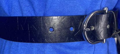 MICHAEL KORS BELT BLACK WITH STAMPED LOGO SILVER BUCKLE
