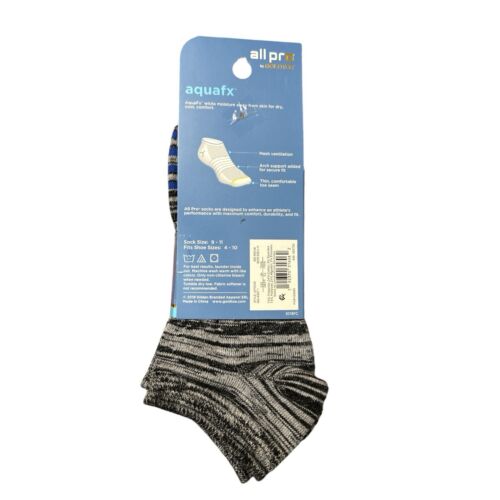 All Pro Gold Toe Aquafx~6 Pairs~Gray Pattern No Show Socks Shoe 4-10~GREAT FIT!