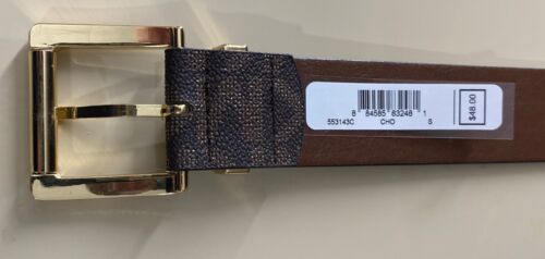 MICHAEL KORS BELT CHOCOLATE WITH LARGE MK LOGO WITH GOLD BUCKLE NICE!!!