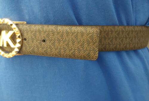MICHAEL KORS BELT CHOCOLATE SPECIAL MK LOGO GOLD BUCKLE LOGO ON BELT MSRP $68