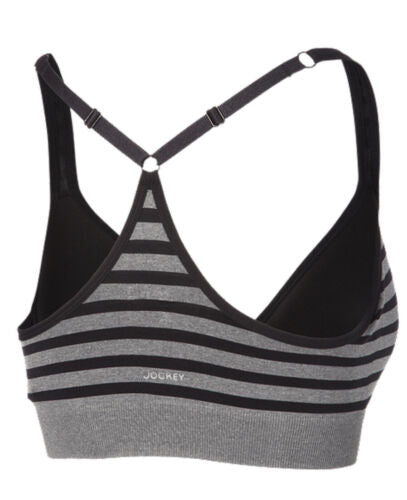 Jockey Molded Cup Sport Bra Stripe Deep Black Style #8558 NEW