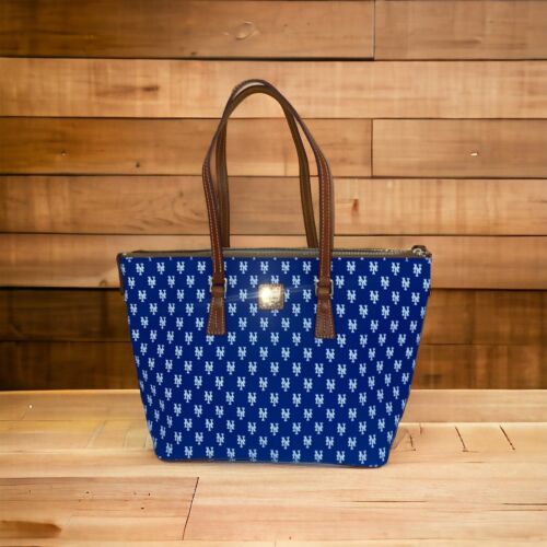 DOONEY & BOURKE New York Mets Zip Top Large Shopper Tote Bag Handbag Blue~UNIQUE
