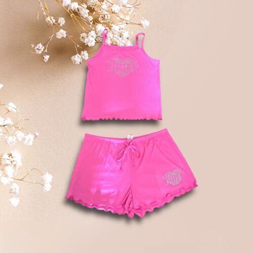 Juicy Couture Sleepwear 2pc Set JC1921A Size L~ Pink With Rhinestones NWT~SEXY!