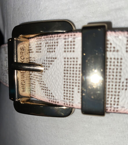 MICHAEL KORS BELT REVERSIBLE BROWN/WHITE MK LOGO LARGE