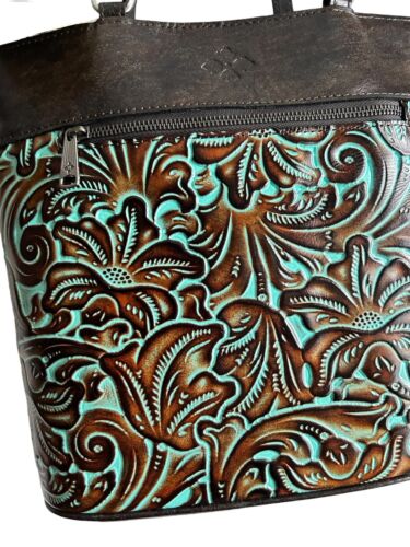Patricia Nash Albi Tooled Turquoise Convertible Backpack  Tooled $249.00~UNIQUE