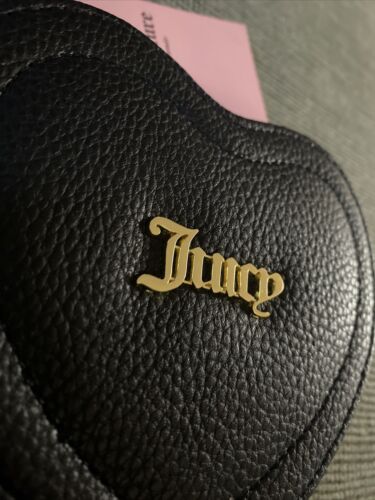 JUICY COUTURE ~OFF THE CHAIN HEART COIN CASE~WRISTLET BLACK JUICY LOGO~ UNIQUE!
