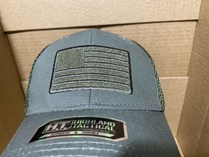 Highland Tactical Hat Khaki Green With American Flag