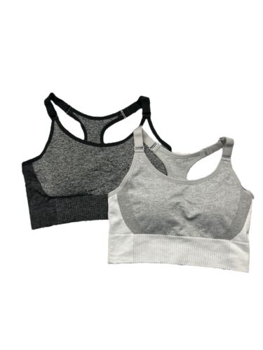 Layer8~2 Pack Sports Bra ~Medium Support ~Q-Wick Dry~Racerback~ Sze. Large~NEW