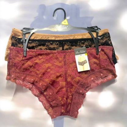 PRIMA VALENTINA~3Pk  Lace Boy Short Panties Multico~ALL REGULAR SIZES~Great Fit!