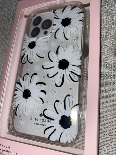 Kate Spade Phone Case iPhone 13 & 12 PRO MAX White Flowers Rhinestones Beautiful