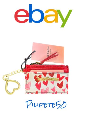 Juicy Couture WTRColor Heart White Valentines CC~Card Case~Key Chain~Coin Wallet