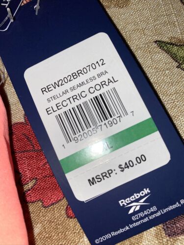 Reebok Seamless Bra Electric Coral  Medium Support Large MSRP $40 BEAUTIFUL!