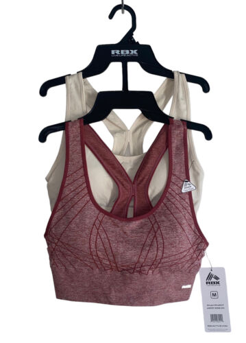 RBX Sport Bras 2 Pack Racer Back~Multicolor~Size Medium~Style: CR4207~REAR FIND!