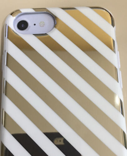 KATE SPADE PHONE CASE FOR iPHONE 8/7/6/6S WHITE WITH GOLD STRIPES NEW