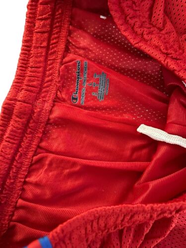 Champion Basketball Shorts Mens~L Red Mesh~Blue Stripes~ Gym NEW