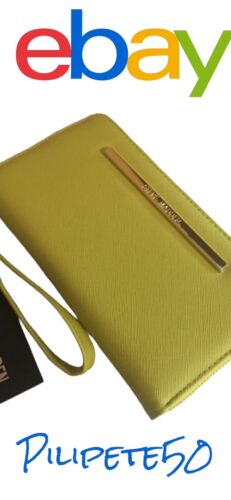 STEVE MADDEN WALLET WRISTLET YELLOW SMOOTH TEXTURED SILVER ZIPPER