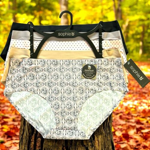 Sophie B~5 Pack No Show~Invisible Edge~Soft Hipster Briefs~Multicolor
