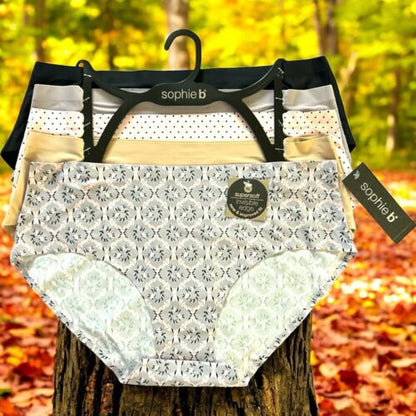 Sophie B~5 Pack No Show~Invisible Edge~Soft Hipster Briefs~Multicolor