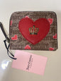 JUICY COUTURE  HEART STAT BLACK VALENTINES COIN PURSE ZIP AROUND WALLET UNIQUE!!