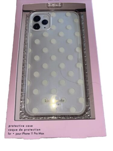 KATE SPADE PHONE CASE FOR iPHONE 11 PRO MAX CLEAR WITH LIGHT YELLOW DOTS &TRIM