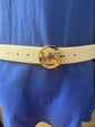 MICHAEL KORS BELT REVERSIBLE WHITE TO BROWN TUTONE BUCKLE SILVER AND GOLD SIZE L