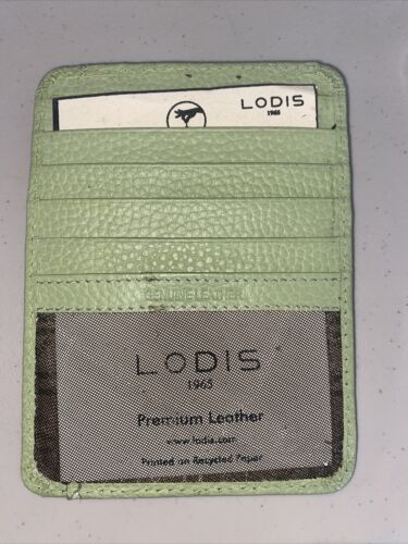 Lodis Light Green RFID Protection Card Case Window ID Genuine Leather Wallet