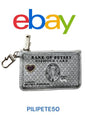 BETSEY JOHNSON XOMINI Wallet CARD HOLDER Silver Zip Bank Of Betsey Diamond NWT