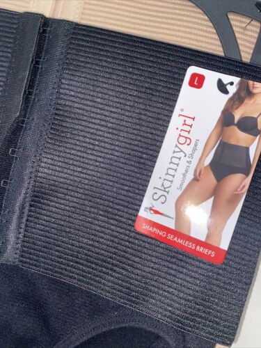 SKINNYGIRL SHAPING 2PCK ELASTIC BAND HOOK&EYE BRIEFS~WHITTLE YOUR WAIS~SG7614~XL
